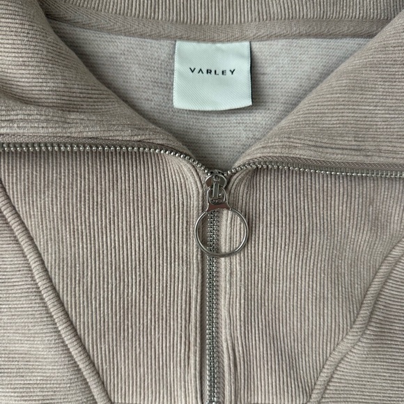 Varley Vine Half Zip Pullover Taupe Marl Ottoman Rib Oversized Small - Picture 3 of 6